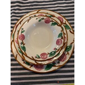 Metlox Poppytrail Camellia 3pc Set Dinner Pink Rose Vintage